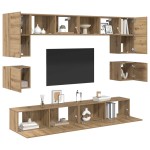 vidaXL Set comodă TV Pe perete 8 pcs stejar artizanal 100 x 30 x 30 cm