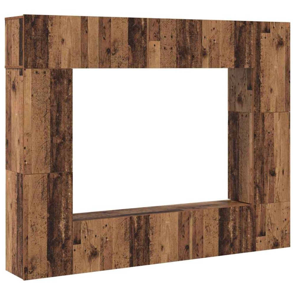 vidaXL Set comodă TV 8 pcs Lemn vechi 80 x 30 x 30 cm Lemn compozit