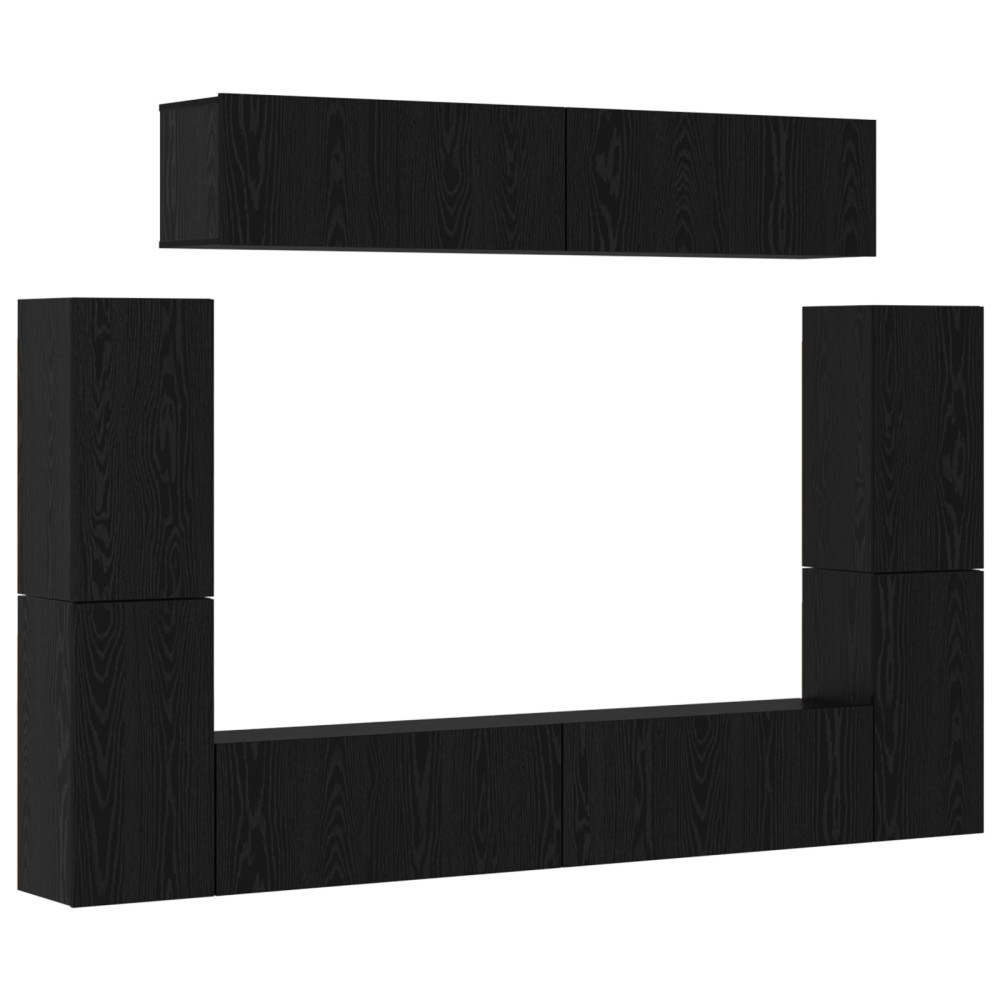 vidaXL Set comodă TV Pe perete 8 pcs Stejar negru 80 x 30 x 30.5 cm