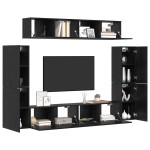 vidaXL Set comodă TV Pe perete 8 pcs Stejar negru 80 x 30 x 30.5 cm vidaXL Set comodă TV Pe perete 8 pcs Stejar negru 80 x 30 x 30.5 cm