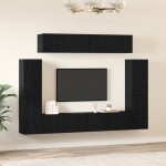 vidaXL Set comodă TV Pe perete 8 pcs Stejar negru 80 x 30 x 30.5 cm vidaXL Set comodă TV Pe perete 8 pcs Stejar negru 80 x 30 x 30.5 cm