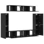 vidaXL Set comodă TV Pe perete 8 pcs Stejar negru 80 x 30 x 30.5 cm vidaXL Set comodă TV Pe perete 8 pcs Stejar negru 80 x 30 x 30.5 cm