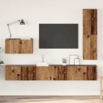 vidaXL Set comodă TV 4 pcs Lemn vechi 30.5 x 30 x 110 cm Lemn compozit vidaXL Set comodă TV 4 pcs Lemn vechi 30.5 x 30 x 110 cm Lemn compozit