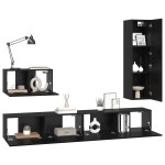 vidaXL Set comodă TV 4 pcs Stejar negru 200 x 30 x 30 cm Lemn compozit vidaXL Set comodă TV 4 pcs Stejar negru 200 x 30 x 30 cm Lemn compozit
