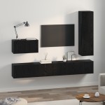 vidaXL Set comodă TV 4 pcs Stejar negru 200 x 30 x 30 cm Lemn compozit vidaXL Set comodă TV 4 pcs Stejar negru 200 x 30 x 30 cm Lemn compozit