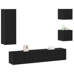 vidaXL Set Cabinet TV Pe perete 5 pcs Stejar negru 160 x 30 x 30.5 cm vidaXL Set Cabinet TV Pe perete 5 pcs Stejar negru 160 x 30 x 30.5 cm