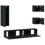 vidaXL Set Cabinet TV Pe perete 5 pcs Stejar negru 160 x 30 x 30.5 cm vidaXL Set Cabinet TV Pe perete 5 pcs Stejar negru 160 x 30 x 30.5 cm