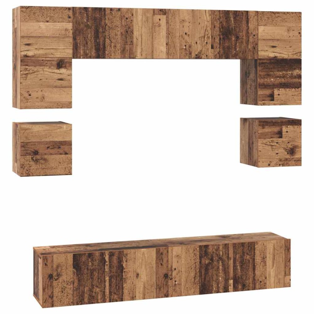 vidaXL Set comodă TV 8 pcs Lemn vechi 80 x 30 x 30 cm Lemn compozit
