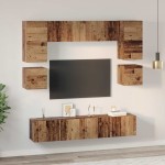 vidaXL Set comodă TV 8 pcs Lemn vechi 80 x 30 x 30 cm Lemn compozit