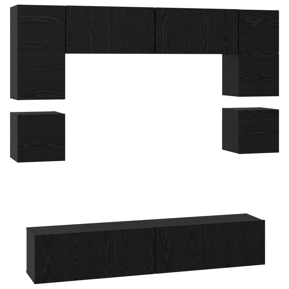 vidaXL Set comodă TV 8 pcs Stejar negru 80 x 30 x 30 cm Lemn compozit