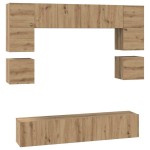 vidaXL Set comodă TV Pe perete 8 pcs stejar artizanal 80 x 30 x 30 cm vidaXL Set comodă TV Pe perete 8 pcs stejar artizanal 80 x 30 x 30 cm