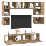 vidaXL Set comodă TV Pe perete 8 pcs stejar artizanal 80 x 30 x 30 cm vidaXL Set comodă TV Pe perete 8 pcs stejar artizanal 80 x 30 x 30 cm