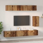 vidaXL Set comodă TV 6 pcs Lemn vechi Standard Mediu Lemn compozit vidaXL Set comodă TV 6 pcs Lemn vechi Standard Mediu Lemn compozit