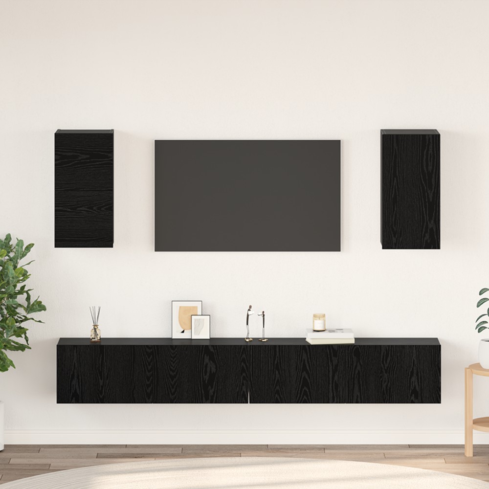 vidaXL Dulap pentru TV pe Perete 6 pcs Stejar negru Lemn compozit