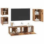 vidaXL Set comodă TV 5 pcs Lemn vechi 30.5 x 30 x 60 cm Lemn compozit vidaXL Set comodă TV 5 pcs Lemn vechi 30.5 x 30 x 60 cm Lemn compozit