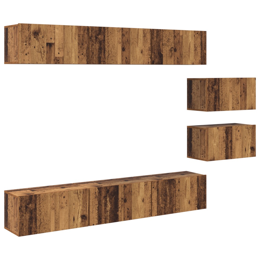 vidaXL Set comodă TV 8 pcs Lemn vechi 60 x 30 x 30 cm Lemn compozit