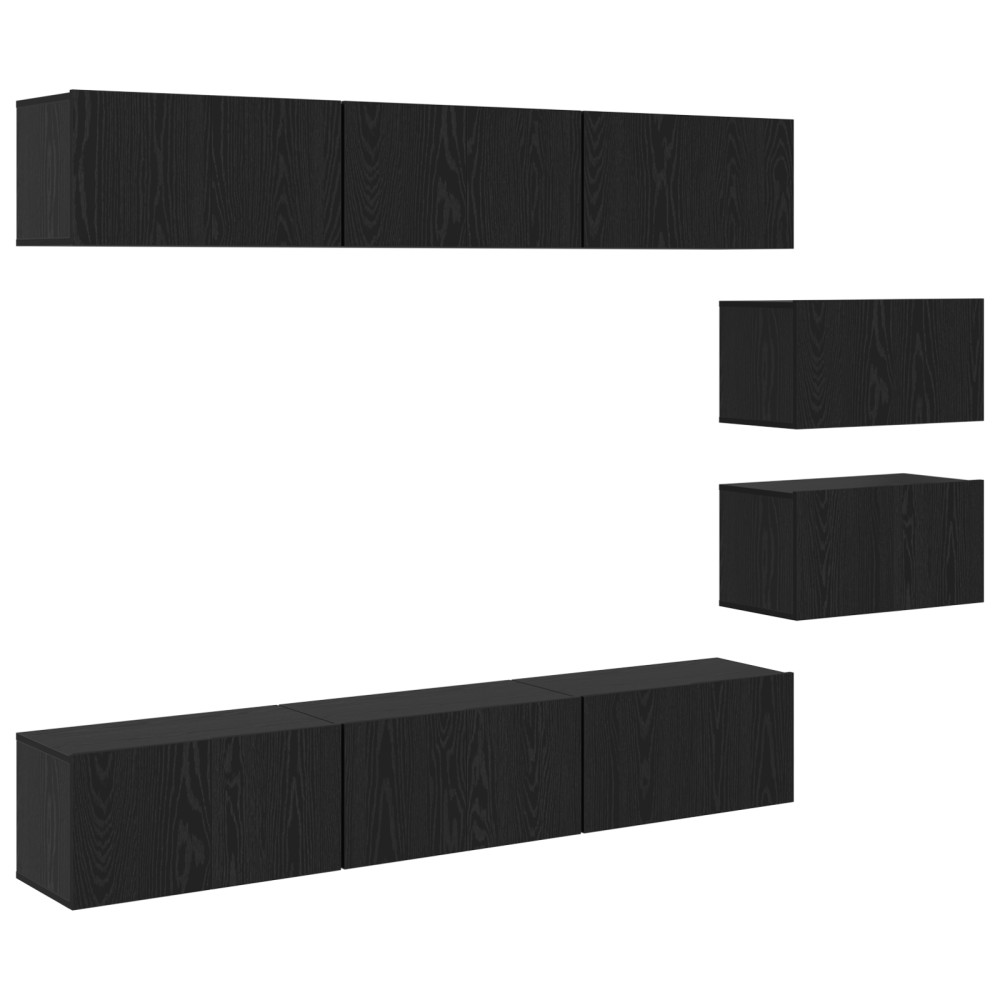 vidaXL Set comodă TV 8 pcs Stejar negru 60 x 30 x 30 cm Lemn compozit