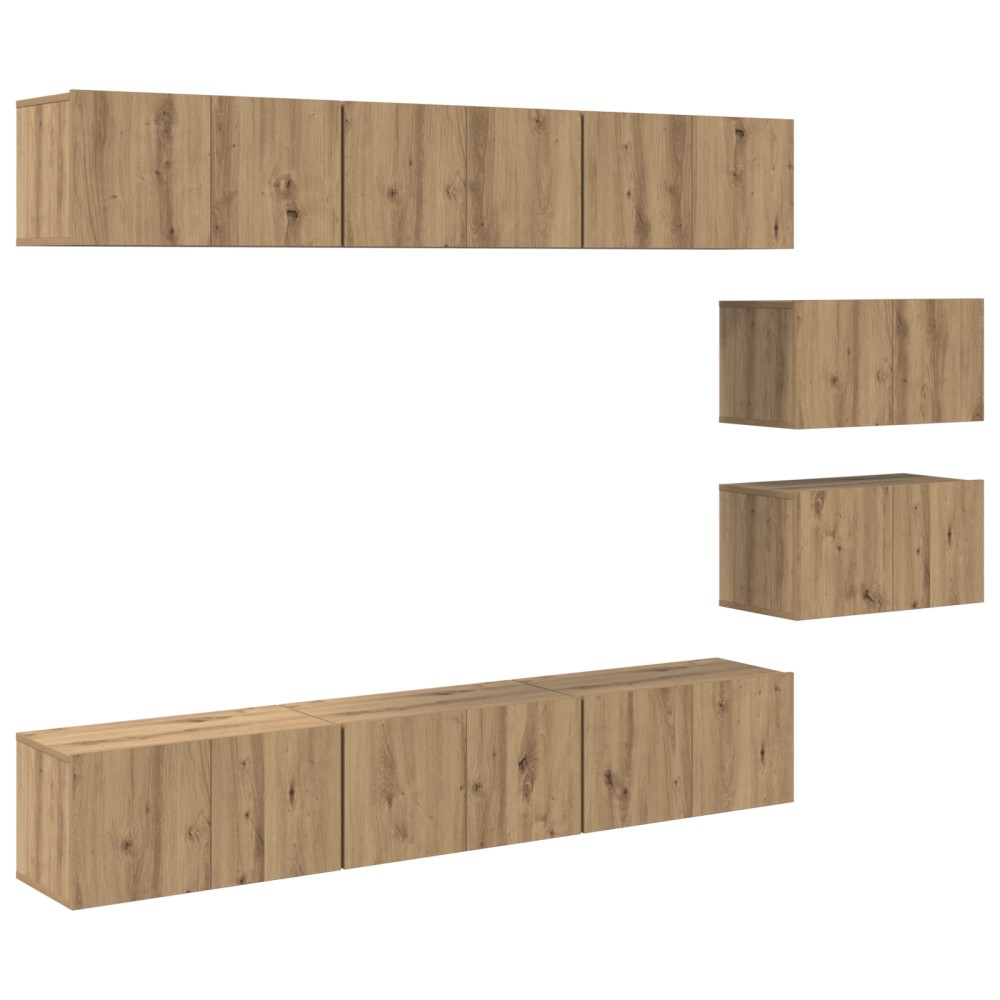 vidaXL Set comodă TV Pe perete 8 pcs stejar artizanal 60 x 30 x 30 cm