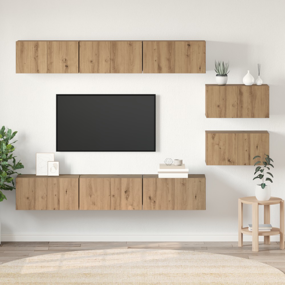 vidaXL Set comodă TV Pe perete 8 pcs stejar artizanal 60 x 30 x 30 cm