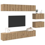 vidaXL Set comodă TV Pe perete 8 pcs stejar artizanal 60 x 30 x 30 cm vidaXL Set comodă TV Pe perete 8 pcs stejar artizanal 60 x 30 x 30 cm