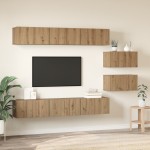 vidaXL Set comodă TV Pe perete 8 pcs stejar artizanal 60 x 30 x 30 cm vidaXL Set comodă TV Pe perete 8 pcs stejar artizanal 60 x 30 x 30 cm