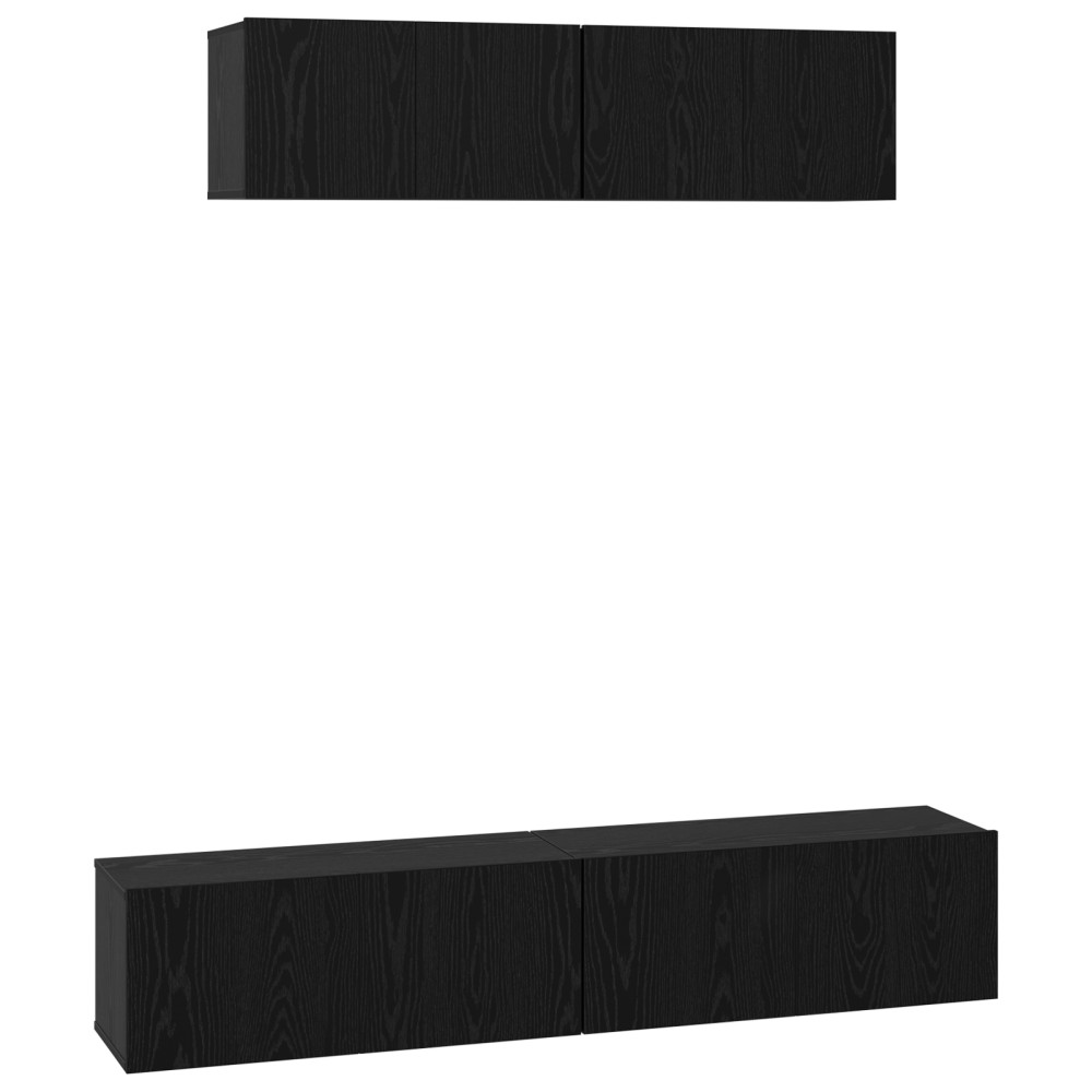 vidaXL Dulap pentru TV pe Perete Pe perete 4 pcs Stejar Negru