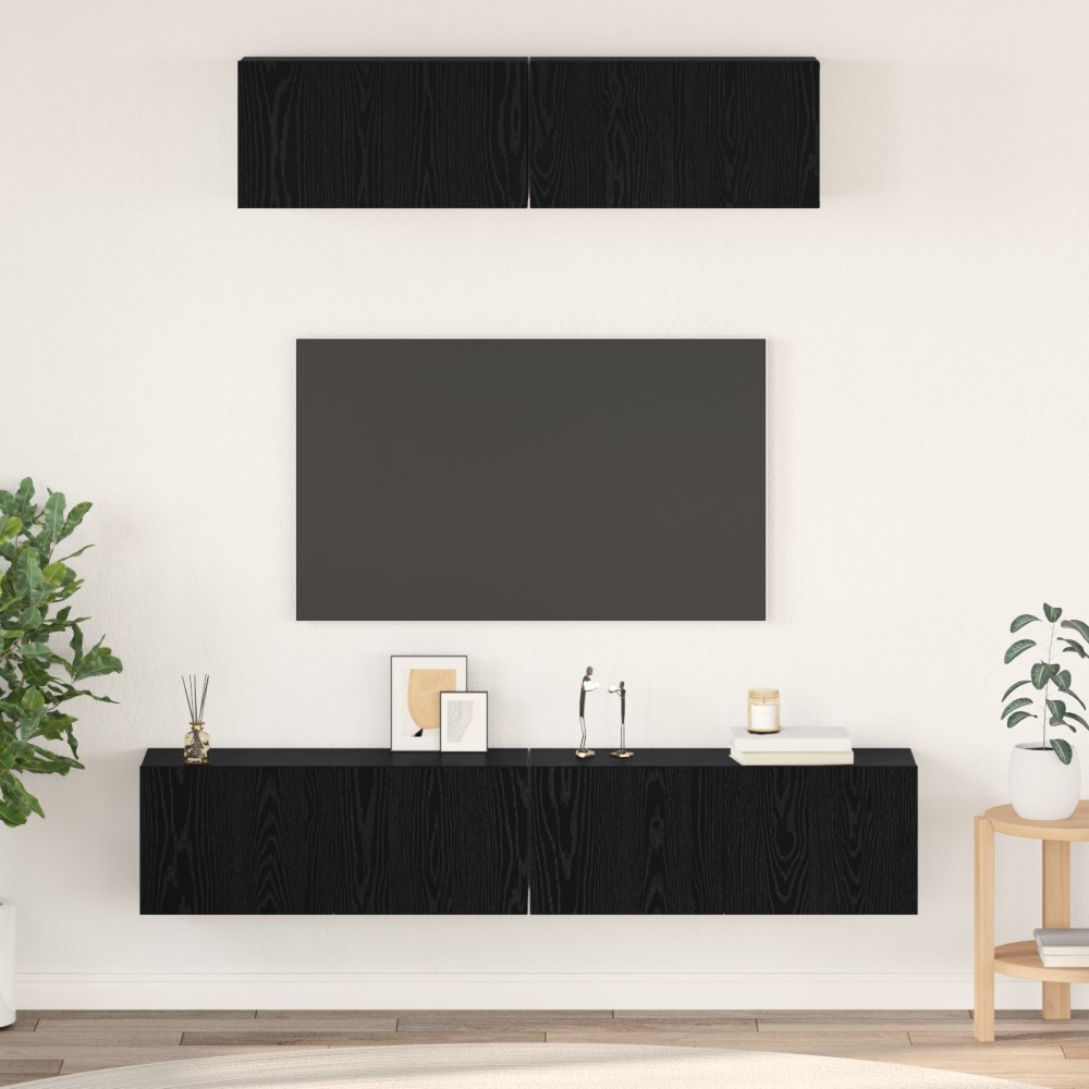 vidaXL Dulap pentru TV pe Perete Pe perete 4 pcs Stejar Negru