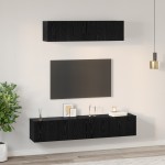 vidaXL Dulap pentru TV pe Perete Pe perete 4 pcs Stejar Negru