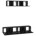 vidaXL Dulap pentru TV pe Perete Pe perete 4 pcs Stejar Negru