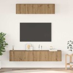 vidaXL Set dulap TV 4 pcs stejar artizanal Mediu 80 x 30 x 30 cm vidaXL Set dulap TV 4 pcs stejar artizanal Mediu 80 x 30 x 30 cm