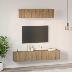 vidaXL Set dulap TV 4 pcs stejar artizanal Mediu 80 x 30 x 30 cm vidaXL Set dulap TV 4 pcs stejar artizanal Mediu 80 x 30 x 30 cm