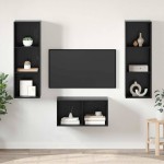 vidaXL Set comodă TV Stejar Negru 37 x 37 x 107 cm Lemn compozit