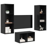 vidaXL Set comodă TV Stejar Negru 37 x 37 x 107 cm Lemn compozit