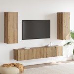 vidaXL Set TV 4 piese, montat pe perete, stejar artisan, lemn prelucrat vidaXL Set TV 4 piese, montat pe perete, stejar artisan, lemn prelucrat