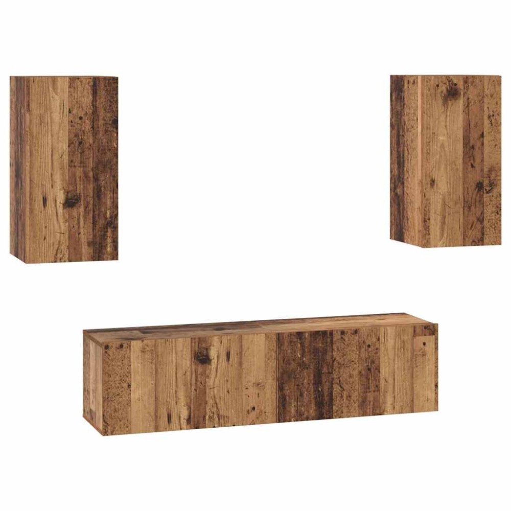 vidaXL Set comodă TV 4 pcs Lemn vechi 60 x 30 x 30 cm Lemn compozit