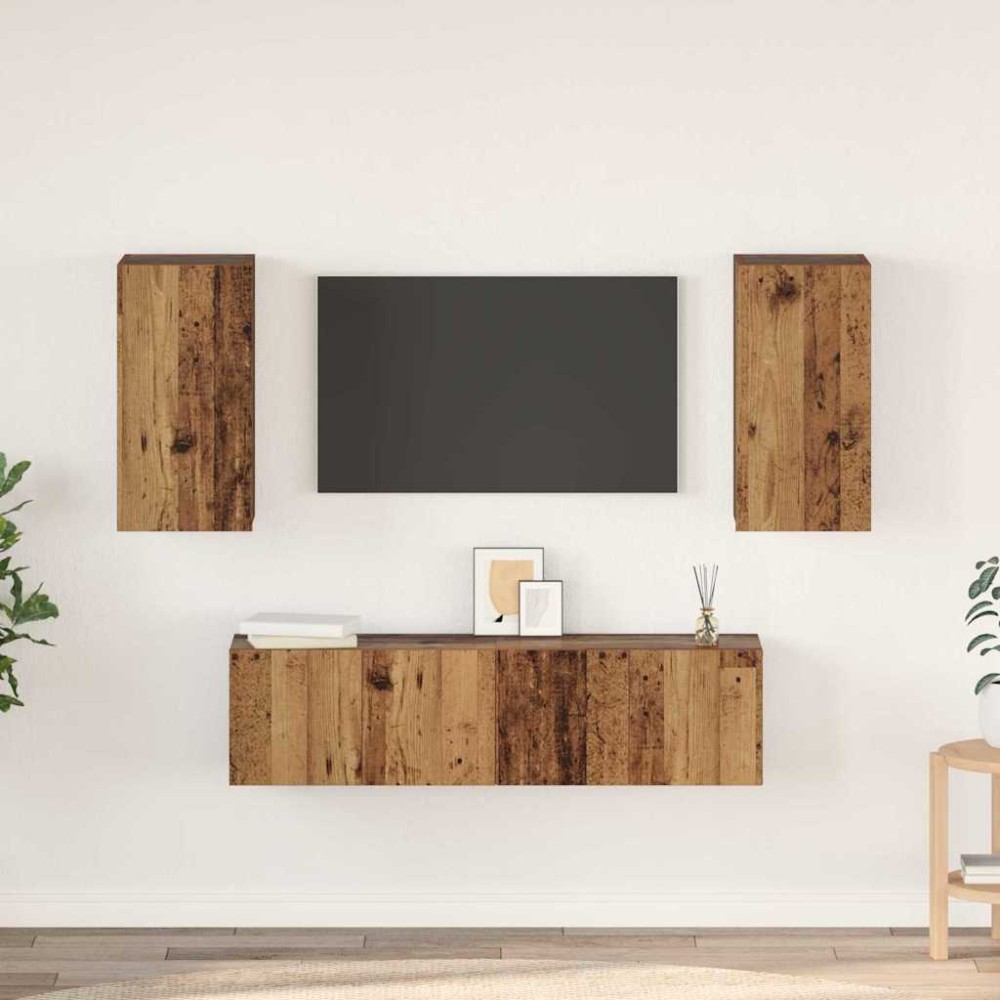 vidaXL Set comodă TV 4 pcs Lemn vechi 60 x 30 x 30 cm Lemn compozit
