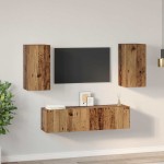 vidaXL Set comodă TV 4 pcs Lemn vechi 60 x 30 x 30 cm Lemn compozit vidaXL Set comodă TV 4 pcs Lemn vechi 60 x 30 x 30 cm Lemn compozit