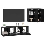 vidaXL Set comodă TV 4 pcs Stejar negru 120 x 30 x 30 cm Lemn compozit vidaXL Set comodă TV 4 pcs Stejar negru 120 x 30 x 30 cm Lemn compozit