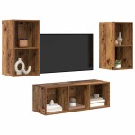 vidaXL Set comodă TV Pe perete 3 pcs Lemn Vechi Lemn compozit