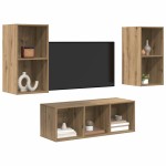 vidaXL Set comodă TV Pe perete 3 pcs Stejar Artizanal Lemn compozit