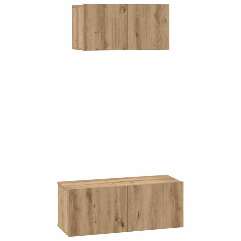 vidaXL Set comodă TV Pe perete 2 pcs stejar artizanal 80 x 30 x 30 cm