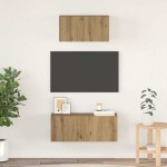 vidaXL Set comodă TV Pe perete 2 pcs stejar artizanal 80 x 30 x 30 cm vidaXL Set comodă TV Pe perete 2 pcs stejar artizanal 80 x 30 x 30 cm