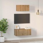 vidaXL Set comodă TV Pe perete 2 pcs stejar artizanal 80 x 30 x 30 cm vidaXL Set comodă TV Pe perete 2 pcs stejar artizanal 80 x 30 x 30 cm
