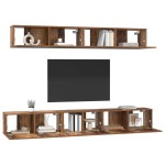 vidaXL Set dulap TV Pe perete 5 pcs Lemn vechi Mediu Lemn compozit vidaXL Set dulap TV Pe perete 5 pcs Lemn vechi Mediu Lemn compozit