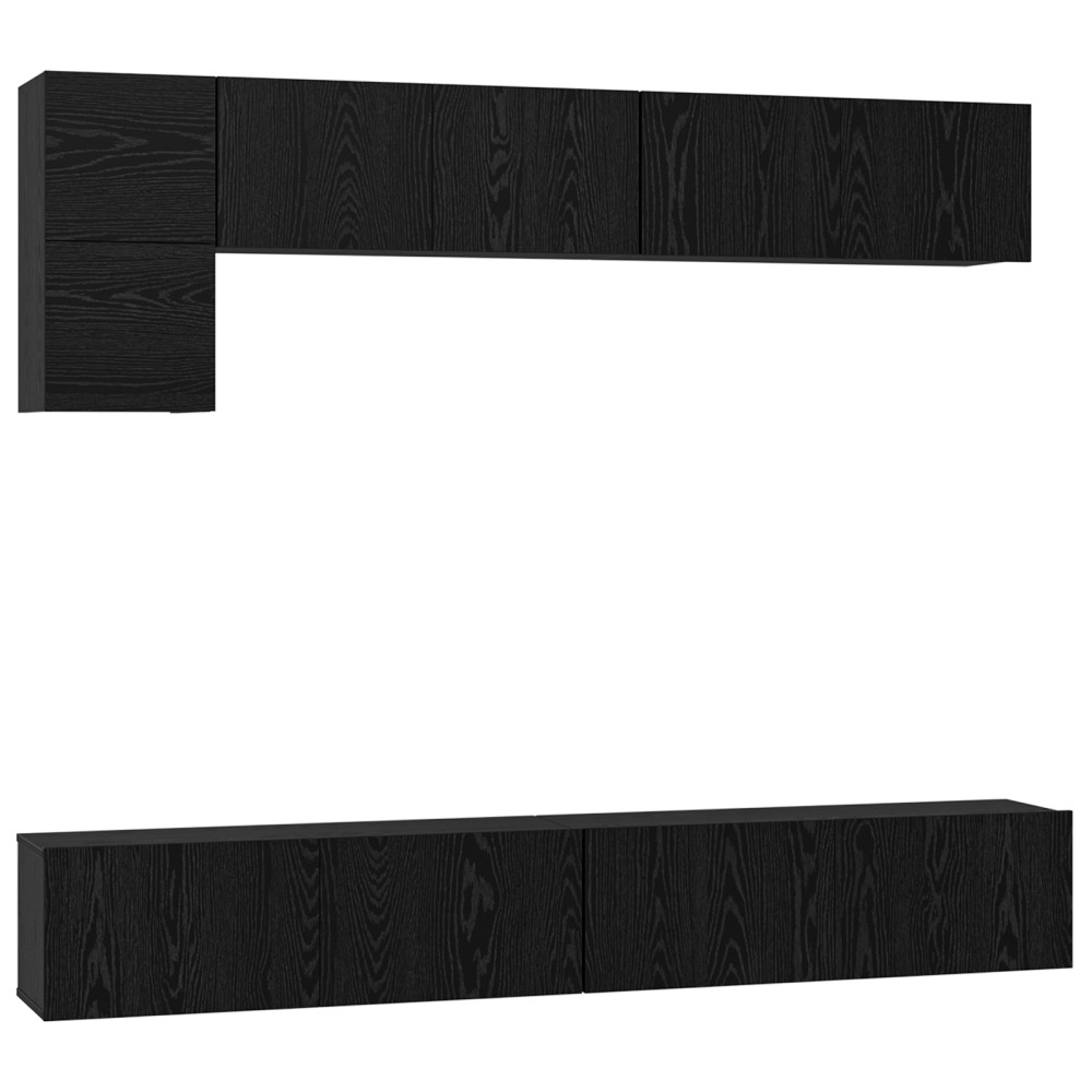 vidaXL Set comodă TV Pe perete 5 pcs Stejar Negru