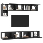 vidaXL Set comodă TV Pe perete 5 pcs Stejar Negru vidaXL Set comodă TV Pe perete 5 pcs Stejar Negru