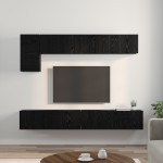 vidaXL Set comodă TV Pe perete 5 pcs Stejar Negru vidaXL Set comodă TV Pe perete 5 pcs Stejar Negru