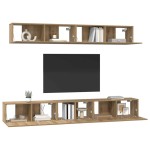 vidaXL Set dulap TV 5 pcs stejar artizanal 80 x 30 x 30 cm Mediu vidaXL Set dulap TV 5 pcs stejar artizanal 80 x 30 x 30 cm Mediu