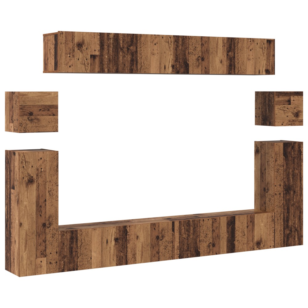vidaXL Set comodă TV 8 pcs Lemn vechi Mediu 30.5 x 30 x 30 cm