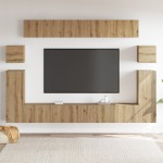 vidaXL Set comodă TV 8 pcs stejar artizanal Mediu Lemn compozit vidaXL Set comodă TV 8 pcs stejar artizanal Mediu Lemn compozit